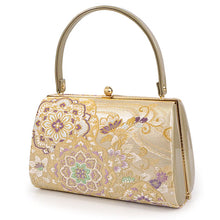 画像をギャラリービューアに読み込む, 草履バッグセット 礼装 留袖用 ゴールド地 流水 華紋 台形 ハンドバッグ ゴールド フリー サイズ 正絹 佐賀錦 フォーマル 訪問着 色無地 和装小物 草履 バッグ セット 結婚式 披露宴 園遊会 卒業式 入学式 女性 レディース 日本製