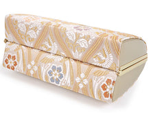 画像をギャラリービューアに読み込む, 草履バッグセット 礼装 留袖用 ライトベージュ地 立涌 花 鶴 ハンドバッグ ゴールド フリー サイズ 正絹 佐賀錦 フォーマル 訪問着 色無地 和装小物 草履 バッグ セット 結婚式 披露宴 園遊会 卒業式 入学式 女性 レディース 日本製