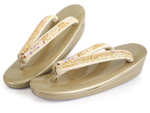 画像をギャラリービューアに読み込む, 草履バッグセット 礼装 留袖用 ゴールド地 華紋 菊 花菱 ハンドバッグ ゴールド フリー サイズ 正絹 佐賀錦 フォーマル 訪問着 色無地 和装小物 草履 バッグ セット 結婚式 披露宴 園遊会 卒業式 入学式 女性 レディース 日本製