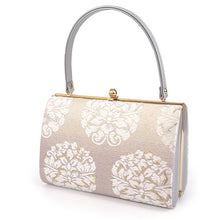 画像をギャラリービューアに読み込む, 草履バッグセット 礼装 留袖用 オフホワイト地 パープル 華紋 ハンドバッグ シルバー フリー サイズ 正絹 佐賀錦 フォーマル 訪問着 色無地 和装小物 草履 バッグ セット 結婚式 披露宴 園遊会 卒業式 入学式 女性 レディース 日本製