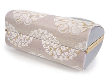 画像をギャラリービューアに読み込む, 草履バッグセット 礼装 留袖用 オフホワイト地 パープル 華紋 ハンドバッグ シルバー フリー サイズ 正絹 佐賀錦 フォーマル 訪問着 色無地 和装小物 草履 バッグ セット 結婚式 披露宴 園遊会 卒業式 入学式 女性 レディース 日本製