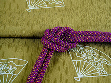 画像をギャラリービューアに読み込む, 帯揚げ 帯締め セット 正絹 カジュアル向き 丸組 抹茶色 扇 帯揚げ 紫×イエロー 帯〆 和装 小物 レディース 女性 婦人 おびあげ おびじめ