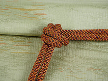 画像をギャラリービューアに読み込む, 帯揚げ 帯締め セット 正絹 カジュアル向き 丸組 モスグリーン かすれ縞 帯揚げ 薄茶×緑 帯〆 和装 小物 レディース 女性 婦人 おびあげ おびじめ