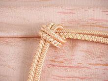 画像をギャラリービューアに読み込む, 帯揚げ 帯締め セット 正絹 カジュアル向き 丸組 薄サーモンピンク かすれ縞 帯揚げ オークル×イエロー 帯〆 和装 小物 レディース 女性 婦人 おびあげ おびじめ