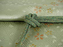 画像をギャラリービューアに読み込む, 帯揚げ 帯締め セット 正絹 カジュアル向き 丸組 モスグリーン 桜 帯揚げ グリーン×イエロー 帯〆 和装 小物 レディース 女性 婦人 おびあげ おびじめ