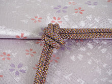 画像をギャラリービューアに読み込む, 帯揚げ 帯締め セット 正絹 カジュアル向き 丸組 薄紫 桜 帯揚げ 渋紫グレー×イエロー 帯〆 和装 小物 レディース 女性 婦人 おびあげ おびじめ