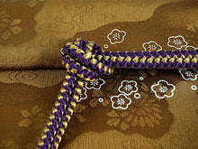 画像をギャラリービューアに読み込む, 帯揚げ 帯締め セット 正絹 カジュアル向き 丸組 渋金茶 梅 帯揚げ からし色×紫 帯〆 和装 小物 レディース 女性 婦人 おびあげ おびじめ