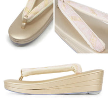 画像をギャラリービューアに読み込む, 草履バッグセット レディース フォーマル 佐賀錦 S M L LL サイズ 22.5cm 23.5cm 24.0cm 24.5cm 25.0cm 25.5cm 26.0cm 礼装用 グリーン ピンク ゴールド 薄緑 金 花菱柄 三枚芯 ぞうり バッグ 女性 和装 和服 着物 モダン 日本製 送料無料