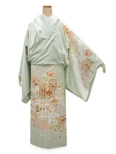 画像をギャラリービューアに読み込む, 訪問着 正絹 お仕立て付き クリーニング券 2点福袋 ライトグリーン 貝桶 雪輪 2024 新春福袋 未仕立て フルオーダー付き フォーマル 卒業式 入学式 結婚式 お茶会 パーティー 礼装