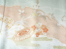 画像をギャラリービューアに読み込む, 訪問着 正絹 お仕立て付き クリーニング券 2点福袋 ライトグリーン 貝桶 雪輪 2024 新春福袋 未仕立て フルオーダー付き フォーマル 卒業式 入学式 結婚式 お茶会 パーティー 礼装