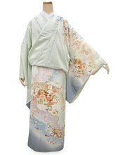 画像をギャラリービューアに読み込む, 訪問着 正絹 お仕立て付き クリーニング券 2点福袋 ライトグリーン 菊に文箱 2024 新春福袋 未仕立て フルオーダー付き フォーマル 卒業式 入学式 結婚式 お茶会 パーティー 礼装