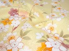 画像をギャラリービューアに読み込む, 洗えるきもの2点福袋 2024福袋 クリーム地 枝垂れ桜柄 Mサイズ Lサイズ 着物 桜 刺繍足袋 1,000円offクーポン付き 家で洗える ストレッチ足袋 セット 和装小物 和服 着物 新春 福袋