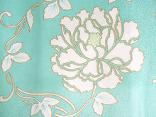 画像をギャラリービューアに読み込む, 洗えるきもの2点福袋 2024福袋 ブルーグリーン地 牡丹柄 Lサイズ 着物 刺繍足袋 1,000円offクーポン付き 家で洗える ストレッチ足袋 セット 和装小物 和服 着物 新春 福袋