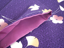 画像をギャラリービューアに読み込む, 洗えるきもの2点福袋 2024福袋 紫地 梅 紅葉 銀杏 工字繋ぎ柄 Mサイズ 着物 刺繍足袋 1,000円offクーポン付き 家で洗える ストレッチ足袋 セット 和装小物 和服 着物 新春 福袋