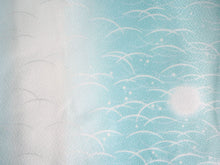 画像をギャラリービューアに読み込む, 洗えるきもの2点福袋 2024福袋 ライトブルー地 露芝柄 縞 Mサイズ 着物 刺繍足袋 1,000円offクーポン付き 家で洗える ストレッチ足袋 セット 和装小物 和服 着物 新春 福袋