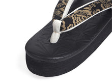 画像をギャラリービューアに読み込む, カレンブロッソ 草履 単品 Sサイズ 黒 台 黒地 花更紗柄 鼻緒 レディース カフェ草履 菱屋 Calen Blosso 履きやすい ゾウリ カフェぞうり 女性用 カジュアル 日本製 履物 着物 きもの 和装小物