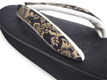 画像をギャラリービューアに読み込む, カレンブロッソ 草履 単品 Sサイズ 黒 台 黒地 花更紗柄 鼻緒 レディース カフェ草履 菱屋 Calen Blosso 履きやすい ゾウリ カフェぞうり 女性用 カジュアル 日本製 履物 着物 きもの 和装小物