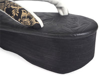 画像をギャラリービューアに読み込む, カレンブロッソ 草履 単品 Sサイズ 黒 台 黒地 花更紗柄 鼻緒 レディース カフェ草履 菱屋 Calen Blosso 履きやすい ゾウリ カフェぞうり 女性用 カジュアル 日本製 履物 着物 きもの 和装小物