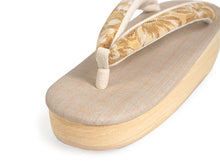 画像をギャラリービューアに読み込む, 草履 カレンブロッソ Mサイズ ベージュ 台 からし色地 花柄 鼻緒 足が痛くなりにくい 歩きやすい レディース 女性 着物 和装 Calen Blosso