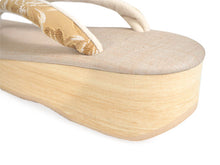 画像をギャラリービューアに読み込む, 草履 カレンブロッソ Mサイズ ベージュ 台 からし色地 花柄 鼻緒 足が痛くなりにくい 歩きやすい レディース 女性 着物 和装 Calen Blosso