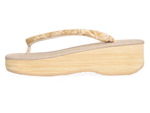 画像をギャラリービューアに読み込む, 草履 カレンブロッソ Mサイズ ベージュ 台 からし色地 花柄 鼻緒 足が痛くなりにくい 歩きやすい レディース 女性 着物 和装 Calen Blosso