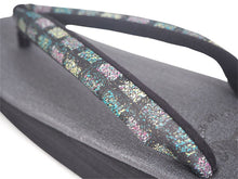 画像をギャラリービューアに読み込む, 草履 カレンブロッソ Lサイズ 濃グレー 台 カラフル モザイク 格子柄 鼻緒 足が痛くなりにくい 歩きやすい レディース 女性 着物 和装 Calen Blosso