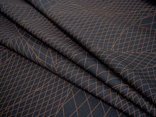 画像をギャラリービューアに読み込む, 洗える 着物 反物 単品 メンズ 焦げ茶色地 曲線 幾何学柄 男性女性兼用柄 粋 レディース 女性 小紋 和装 和服 袷 単衣 きもの 羽織 コート