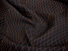 画像をギャラリービューアに読み込む, 洗える 着物 反物 単品 メンズ 焦げ茶色地 曲線 幾何学柄 男性女性兼用柄 粋 レディース 女性 小紋 和装 和服 袷 単衣 きもの 羽織 コート