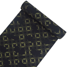 画像をギャラリービューアに読み込む, 洗える 着物 反物 単品 メンズ 黒地×カーキグリーン かすれ七宝柄 男性女性兼用柄 粋 レディース 女性 小紋 和装 和服 袷 単衣 きもの 羽織 コート