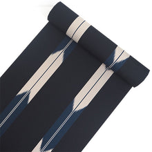 画像をギャラリービューアに読み込む, 洗える 着物 反物 単品 メンズ 黒地×青 矢羽根柄 男性女性兼用柄 粋 レディース 女性 小紋 和装 和服 袷 単衣 きもの 羽織 コート