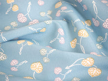 画像をギャラリービューアに読み込む, 洗える 着物 反物 単品 レディース 水色地 葵柄 和つう 女性 小紋 和装 和服 袷 単衣 きもの 羽織 コート
