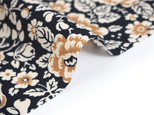 画像をギャラリービューアに読み込む, 洗える 着物 反物 単品 レディース 黒地×ライトブラウン 花更紗 牡丹 和つう 女性 小紋 和装 和服 袷 単衣 きもの 羽織 コート