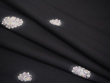 画像をギャラリービューアに読み込む, 洗える 着物 反物 単品 レディース 黒地 花丸ぼかし 和つう 女性 小紋 和装 和服 袷 単衣 きもの 羽織 コート