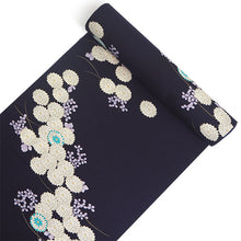 画像をギャラリービューアに読み込む, 洗える 着物 反物 単品 レディース 濃青紫地 菊に萩柄 永楽屋 女性 小紋 和装 和服 袷 単衣 きもの 羽織 コート
