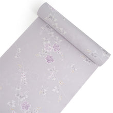 画像をギャラリービューアに読み込む, 洗える 着物 反物 単品 レディース ライトグレー地 ツタに花柄 市田ひろみ好み 女性 小紋 和装 和服 袷 単衣 きもの 羽織 コート