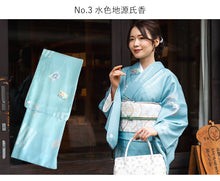 画像をギャラリービューアに読み込む, 洗える着物 袷 小紋 S M L サイズ 仕立て上がり 単品 水色 ベージュ オフホワイト 黒 グレー 青 紫 源氏香 牡丹 組紐 菊 七宝 宝相華 ダマスク 華紋 雪輪 女性 レディース きもの 春 秋 冬 きもの カジュアル 可愛い 普段着 ポリエステル