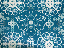 画像をギャラリービューアに読み込む, 名古屋帯 洗える 単品 ブルー オリエンタル柄 華紋 オリジナル 八寸 仕立て上がり プレタ カジュアル レディース 女性 和服 和装 着物