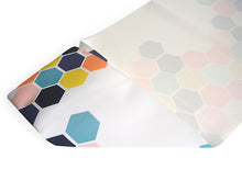 画像をギャラリービューアに読み込む, 名古屋帯 洗える 単品 白地 オレンジ ピンク 黄色 カラフル 六角柄 亀甲 ハニカム オリジナル 八寸 仕立て上がり プレタ カジュアル レディース 女性 和服 和装 着物