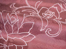 画像をギャラリービューアに読み込む, 帯揚げ 帯締め セット 正絹カジュアル向き 平組 ローズ地 バラ柄 薔薇 帯あげ 渋ピンク 紫 帯〆 和装 小物 レディース 女性 婦人 おびあげ おびじめ