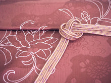 画像をギャラリービューアに読み込む, 帯揚げ 帯締め セット 正絹カジュアル向き 平組 ローズ地 バラ柄 薔薇 帯あげ 渋ピンク 紫 帯〆 和装 小物 レディース 女性 婦人 おびあげ おびじめ