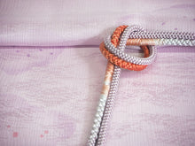 画像をギャラリービューアに読み込む, 帯揚げ 帯締め セット 正絹カジュアル向き 丸組 藤色 雲 帯あげ オレンジ 帯〆 和装 小物 レディース 女性 婦人 おびあげ おびじめ