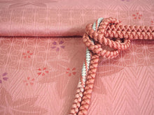 画像をギャラリービューアに読み込む, 帯揚げ 帯締め セット 正絹カジュアル向き 丸組 ピンクベージュ 紅葉 桜 帯あげ 水色 帯〆 和装 小物 レディース 女性 婦人 おびあげ おびじめ