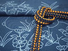 画像をギャラリービューアに読み込む, 帯揚げ 帯締め セット 正絹カジュアル向き 丸組 渋青 紺 うさぎ 蝶 帯あげ 金茶 帯〆 和装 小物 レディース 女性 婦人 おびあげ おびじめ