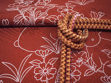 画像をギャラリービューアに読み込む, 帯揚げ 帯締め セット 正絹カジュアル向き 丸組 えんじ うさぎ 蝶 帯あげ 茶色 帯〆 和装 小物 レディース 女性 婦人 おびあげ おびじめ