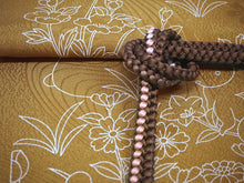 画像をギャラリービューアに読み込む, 帯揚げ 帯締め セット 正絹カジュアル向き 丸組 濃からし うさぎ 蝶 帯あげ 茶色 帯〆 和装 小物 レディース 女性 婦人 おびあげ おびじめ