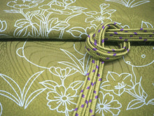 画像をギャラリービューアに読み込む, 帯揚げ 帯締め セット 正絹カジュアル向き 平組 抹茶 渋緑うさぎ 蝶 帯あげ 紫色 帯〆 和装 小物 レディース 女性 婦人 おびあげ おびじめ