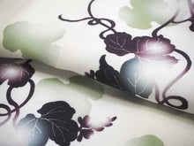 画像をギャラリービューアに読み込む, コーディネート済 袷着物4点セット(着物・名古屋帯・帯揚げ・帯締め) 自宅で洗濯OK フリーサイズ 淡黄緑色ぼかし地蔦柄きもの 深緑地地格子柄帯 コーディネートが不安な方に