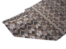 画像をギャラリービューアに読み込む, コーディネート済 袷着物4点セット(着物・名古屋帯・帯揚げ・帯締め) 自宅で洗濯OK フリーサイズ オフホワイト地麻の葉柄きもの 黒地幾何学柄帯 コーディネートが不安な方に