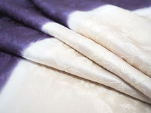 画像をギャラリービューアに読み込む, 帯揚げ 帯締め セット 正絹 濃紫×ベージュ 牡丹唐草 ラベンダー×ゴールド 帯締 高麗 平打ち 訪問着 付け下げ 色無地 フォーマル お出かけ 和装小物 着付け小物 着物 和服 和装 レディース 女性