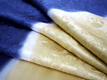 画像をギャラリービューアに読み込む, 帯揚げ 帯締め セット 正絹 群青色×イエロー 牡丹唐草 イエロー×ゴールド 帯締 高麗 平打ち 訪問着 付け下げ 色無地 フォーマル お出かけ 和装小物 着付け小物 着物 和服 和装 レディース 女性